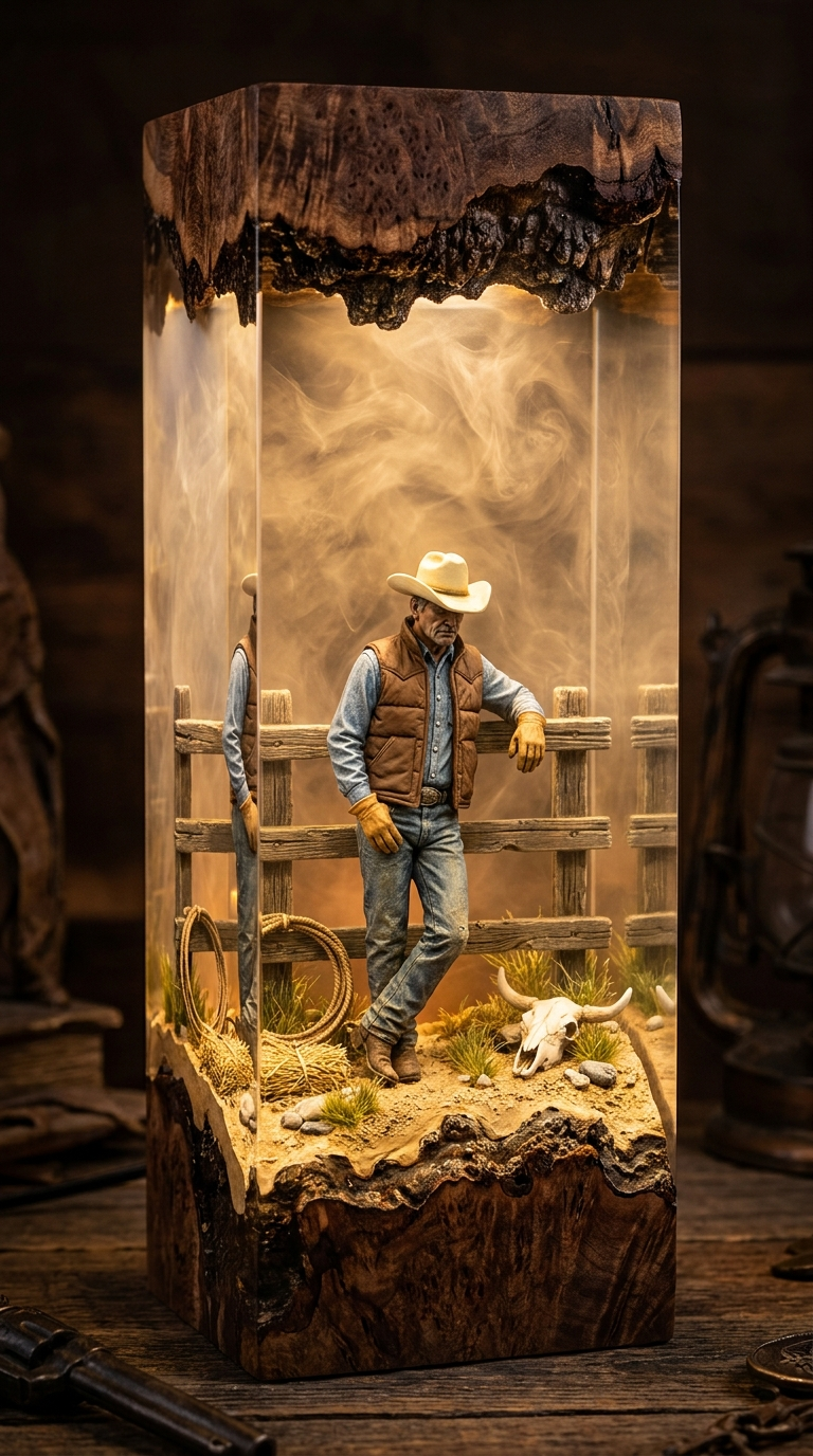 Handmade Yellowstone Resin Lamp
