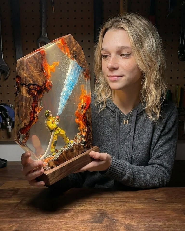FireFighter Resin Lamp