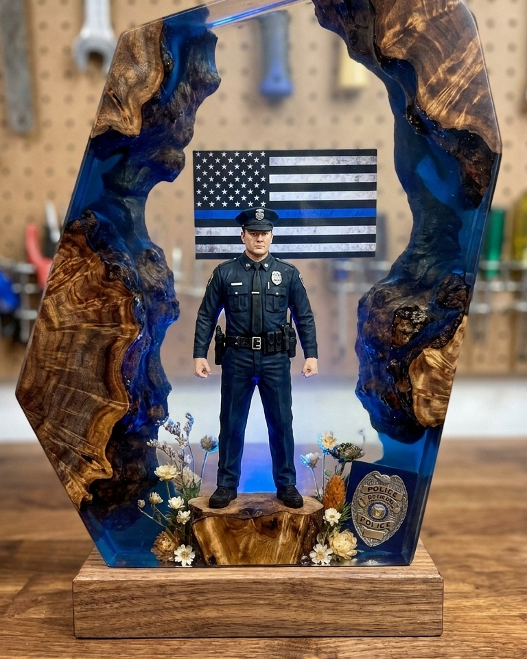 FireFighter Resin Lamp