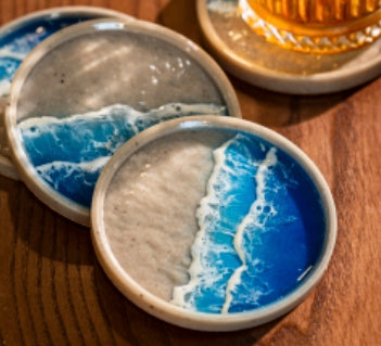 Ocean Wave Resin Coaster