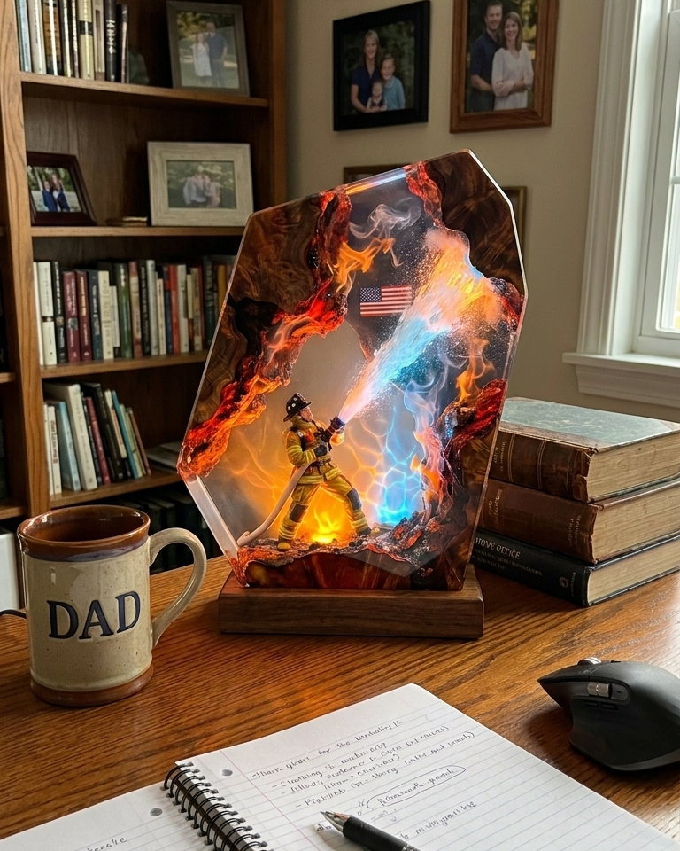 FireFighter Resin Lamp