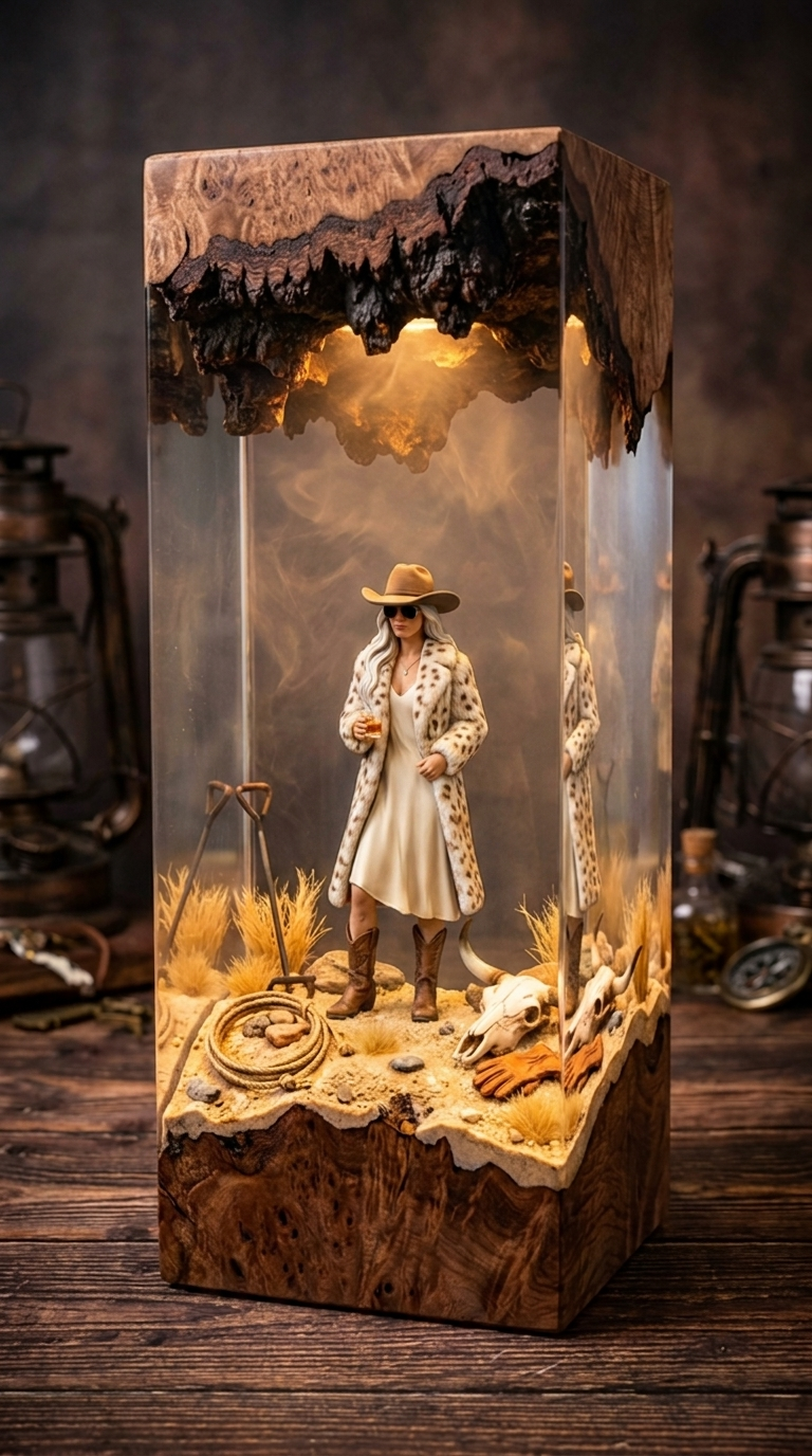 Handmade Yellowstone Resin Lamp