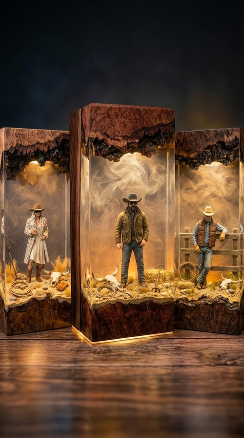 Handmade Yellowstone Resin Lamp - Rip Wheeler